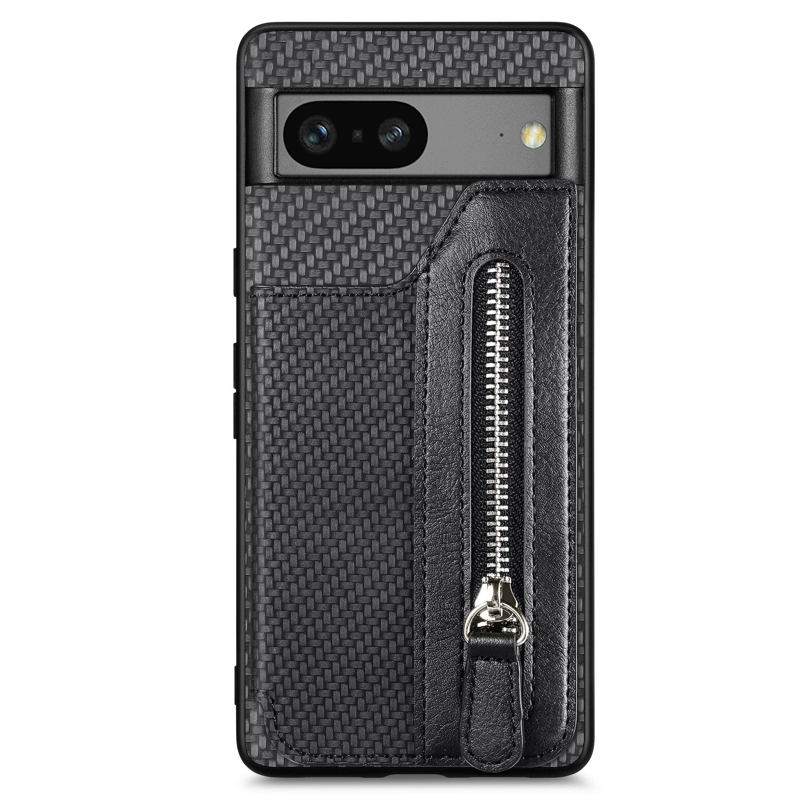 C1-04 For Google Pixel 7a Case Zipper Kickstand Leather Carbon Fiber Texture Back Cover C1-04 For Google Pixel 7a Case Zipper Kickstand Leather Carbon Fiber Texture Back Cover